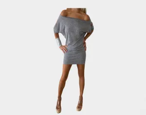 4.5 Moon Gray Open/Slit Sleeves Tube Bottom Dress - The St. Barth