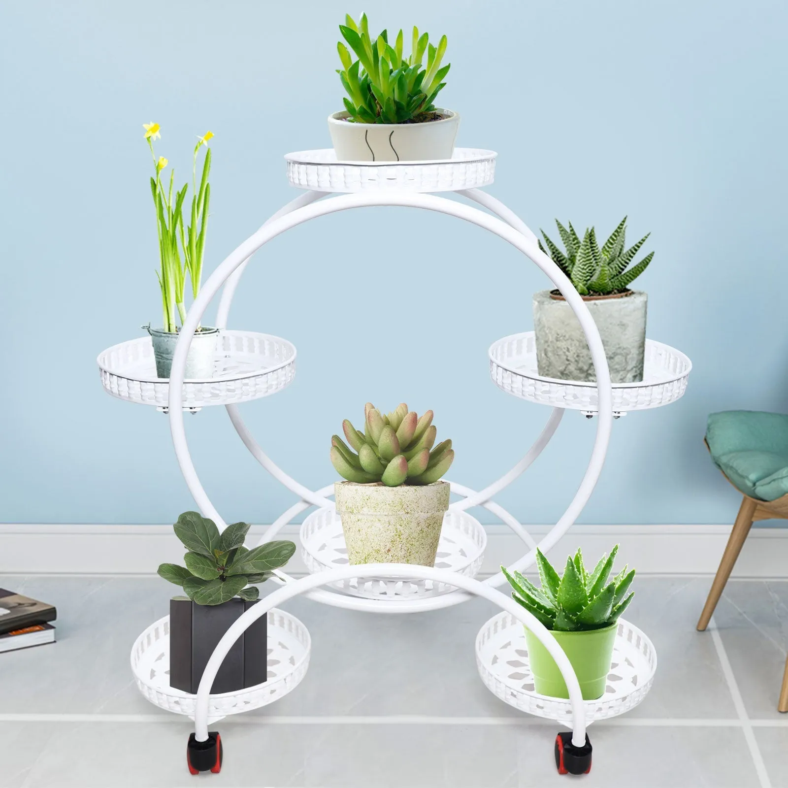 6 Pot Circle Metal Plant Stand