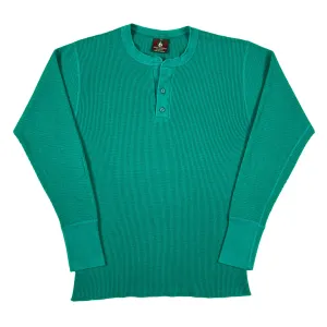 80s Aqua Green Waffle Knit Thermal- M