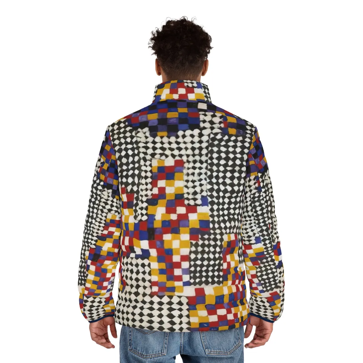 Alfred Jensen Inspired Geometric Abstract Puffer Jacket