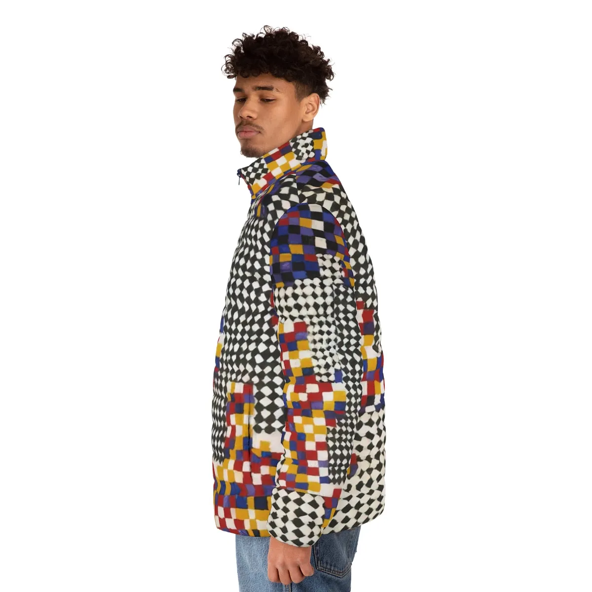 Alfred Jensen Inspired Geometric Abstract Puffer Jacket