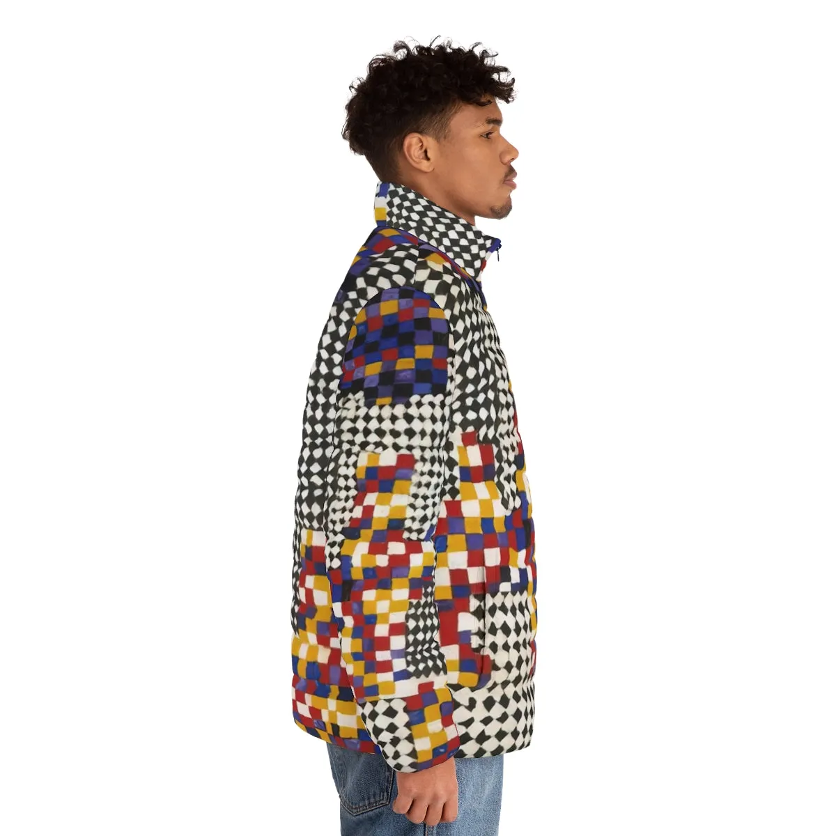 Alfred Jensen Inspired Geometric Abstract Puffer Jacket