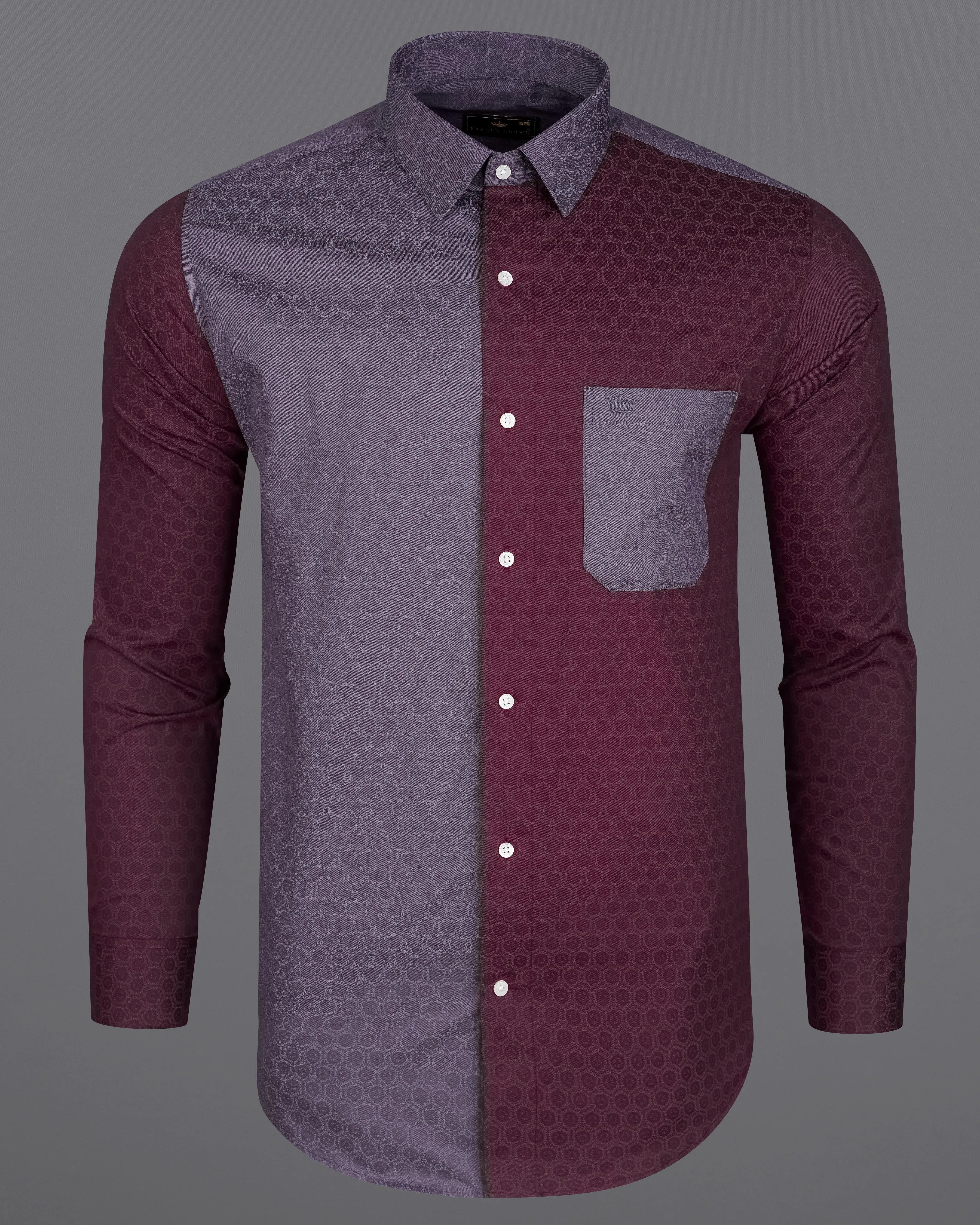 Barossa Wine with Gravel Gray Twill Premium Cotton Designer Shirt