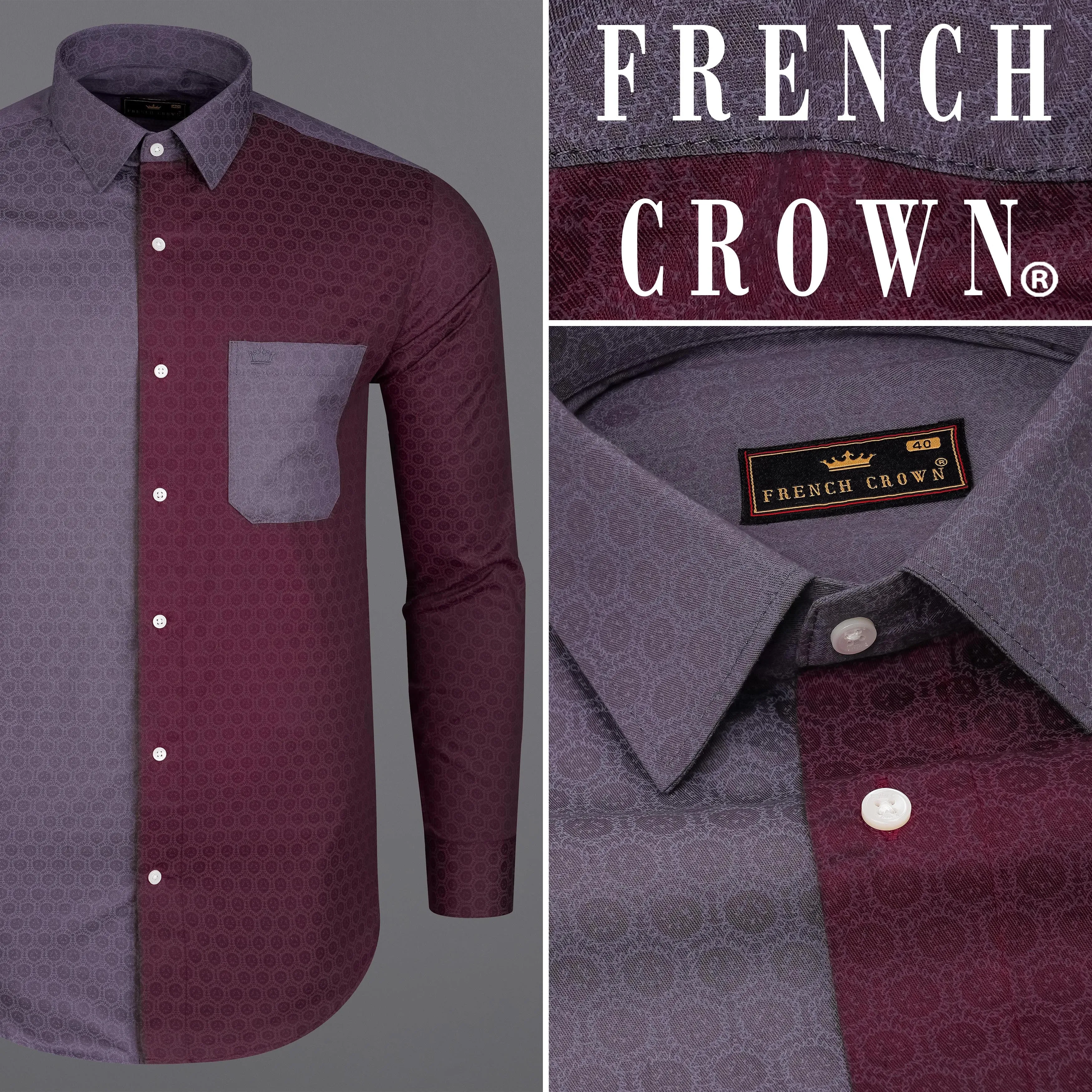 Barossa Wine with Gravel Gray Twill Premium Cotton Designer Shirt