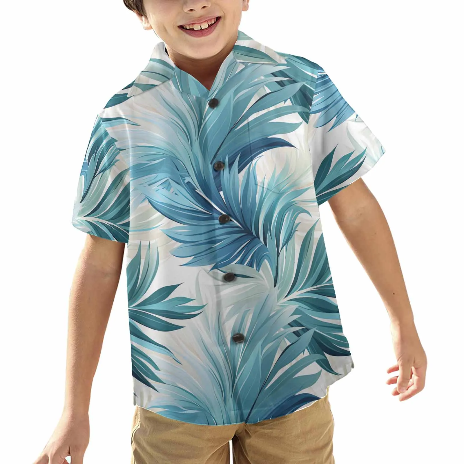 Blue Palms  Little Boys Hawaiian Shirt