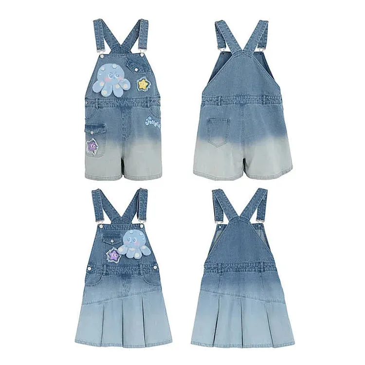 Cartoon Charm: Best Friends Denim Overalls