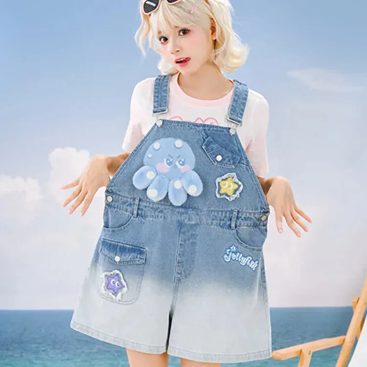 Cartoon Charm: Best Friends Denim Overalls