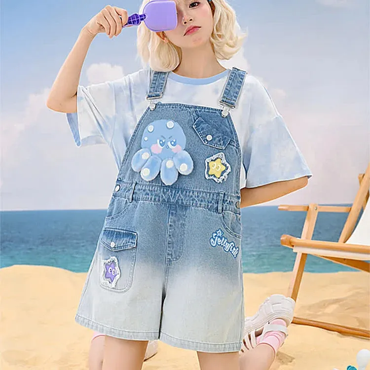 Cartoon Charm: Best Friends Denim Overalls