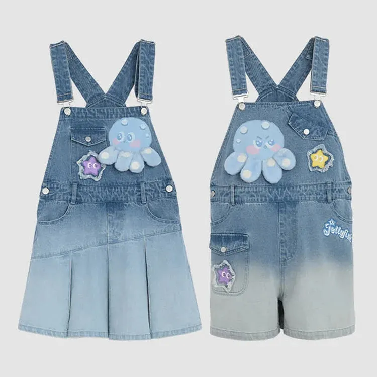 Cartoon Charm: Best Friends Denim Overalls