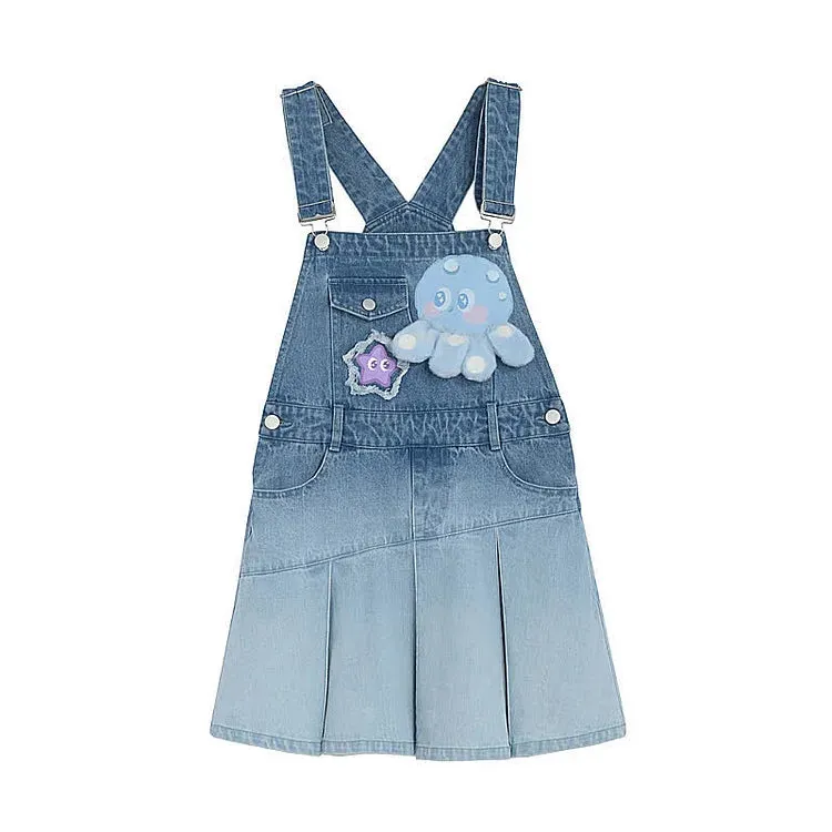 Cartoon Charm: Best Friends Denim Overalls