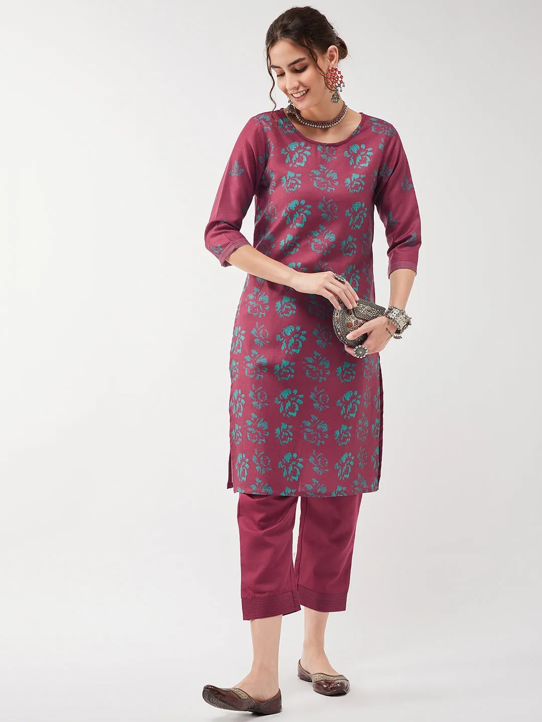 Casual Printed Kurta With Matching Pant Set