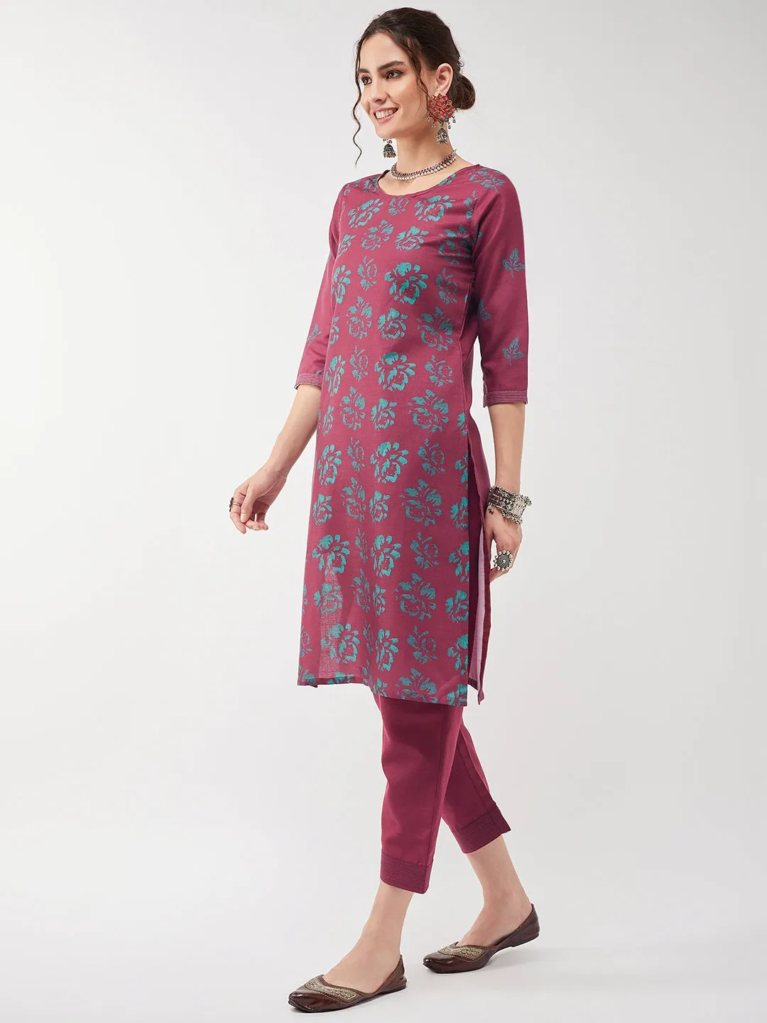 Casual Printed Kurta With Matching Pant Set