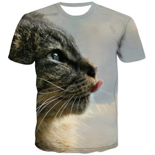 Cat T-shirt Men Animal T-shirts 3d Lovely T-shirts Graphic Funny Tshirts Cool Leisure Tshirt Anime Short Sleeve Punk Rock