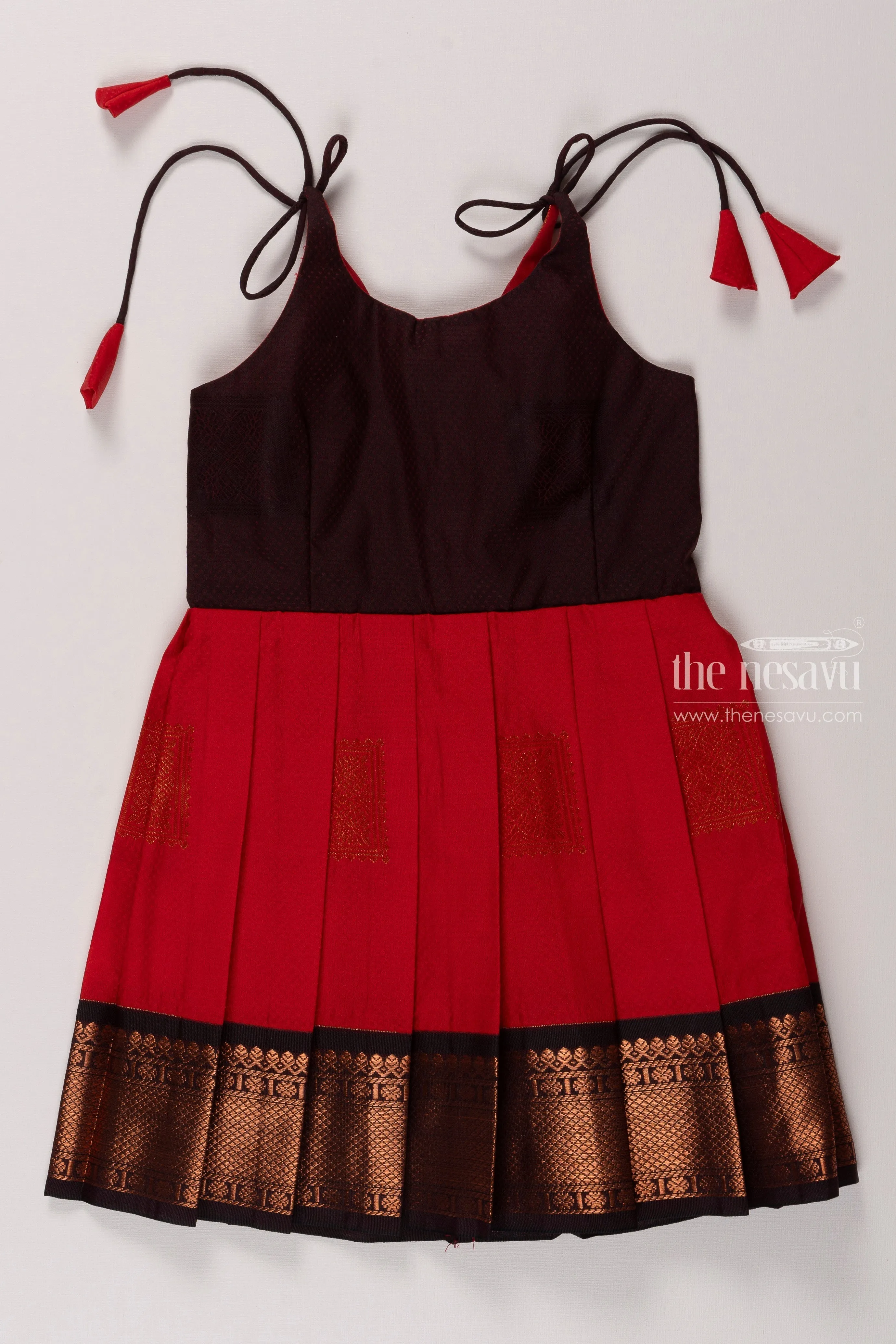 Charming Red Silk Tie-Up Frock for Trendy Occasions