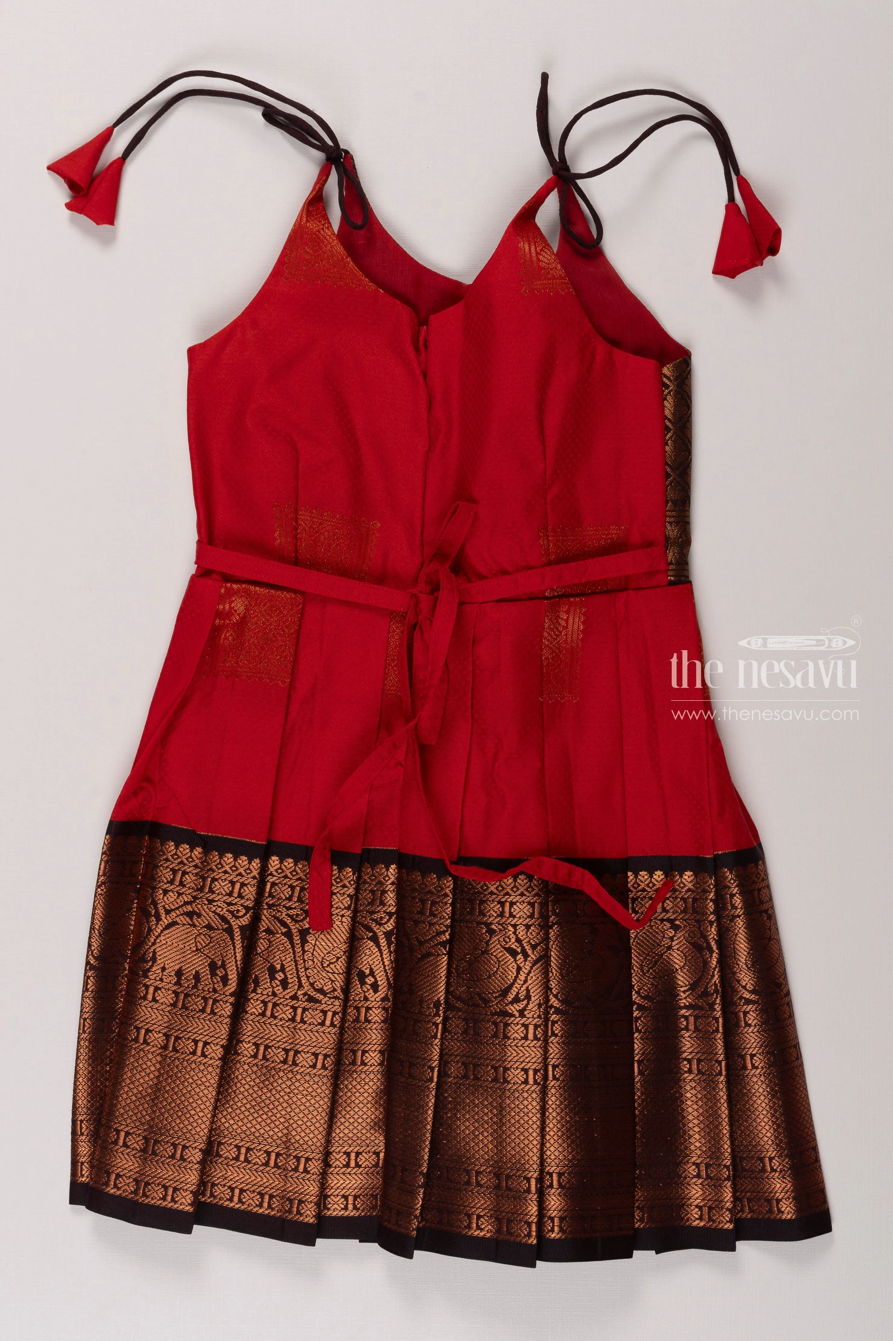 Charming Red Silk Tie-Up Frock for Trendy Occasions