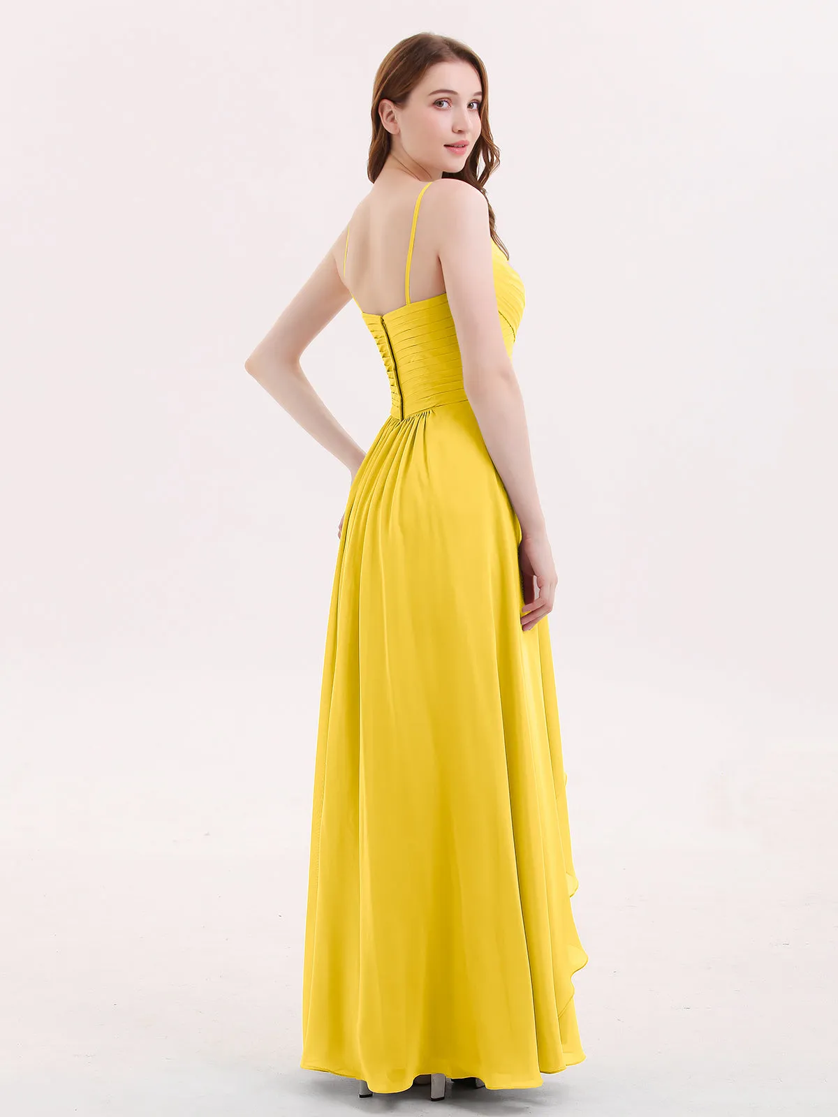 Chiffon Bridesmaid Dresses with Cascade Skirt-Marigold