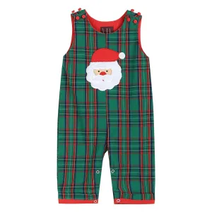 Christmas Green Gingham Santa Overalls