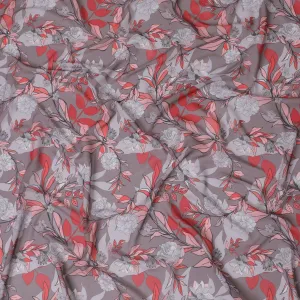 Coral Charm Floral Synthetic Georgette Fabric - Contemporary Print, 110cm - Buy Online-D17991