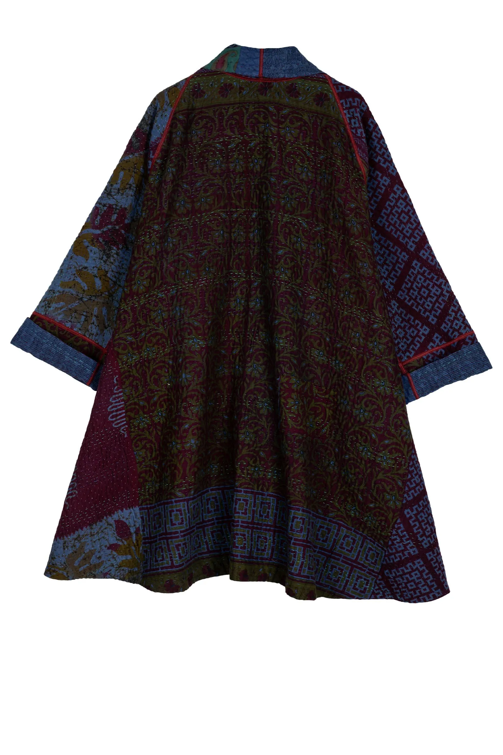 COTTON OVER DYE KANTHA KIMONO LONG JKT - ov4005-0006a -