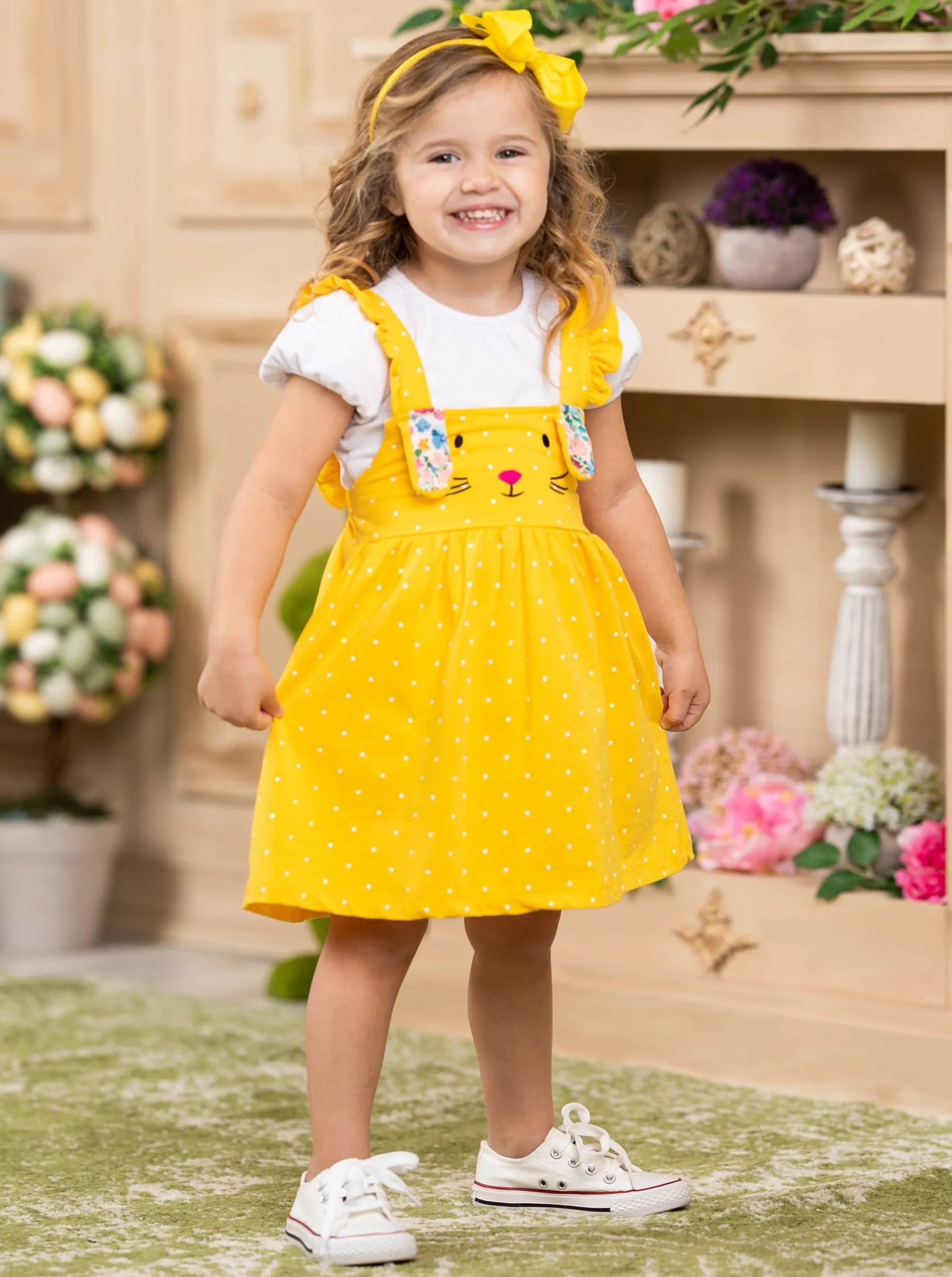 Count The Dots Overall Bunny Dress Set