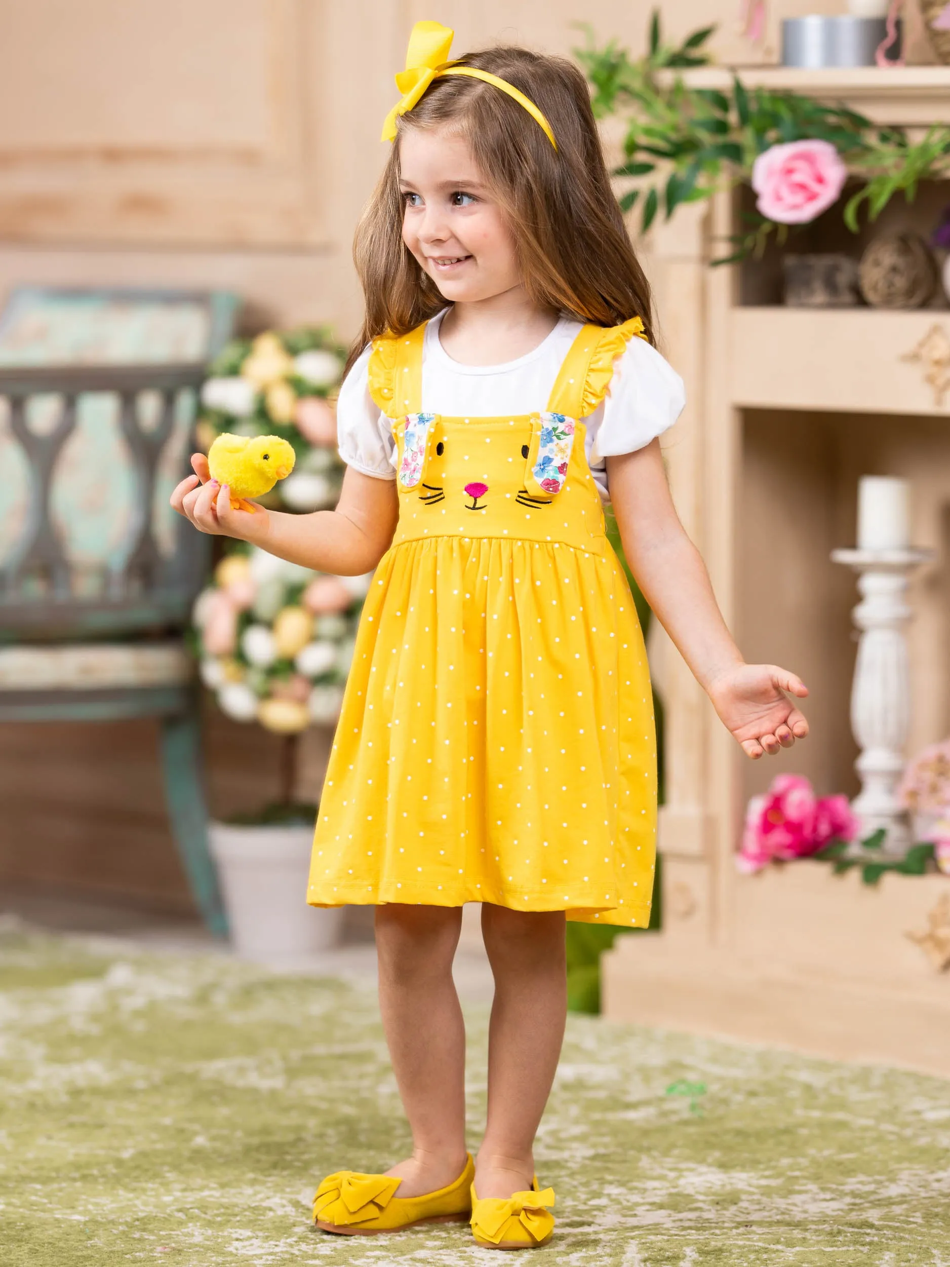 Count The Dots Overall Bunny Dress Set