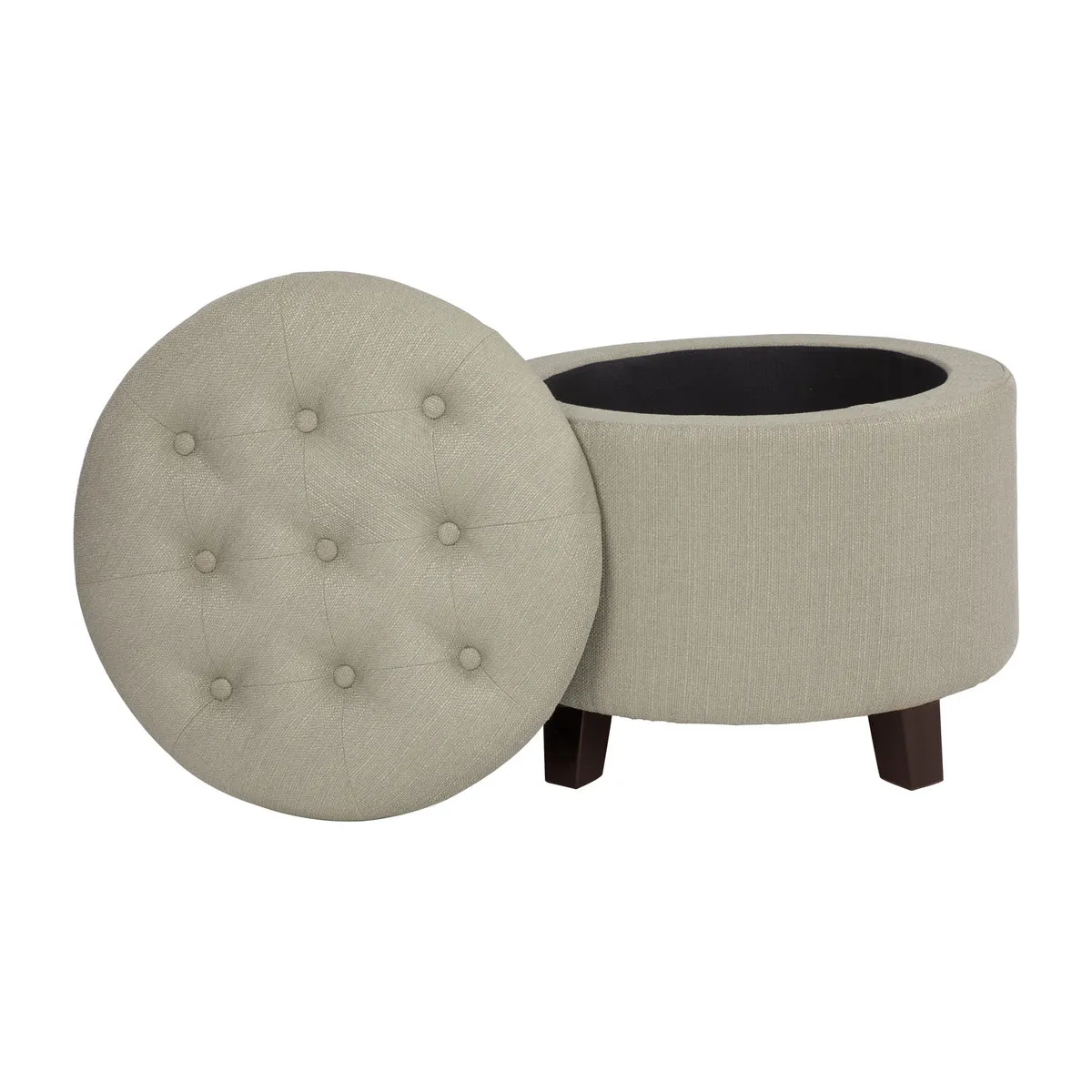 CozyHide Beige Ottoman with Hidden Storage