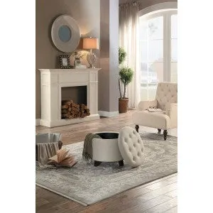 CozyHide Beige Ottoman with Hidden Storage