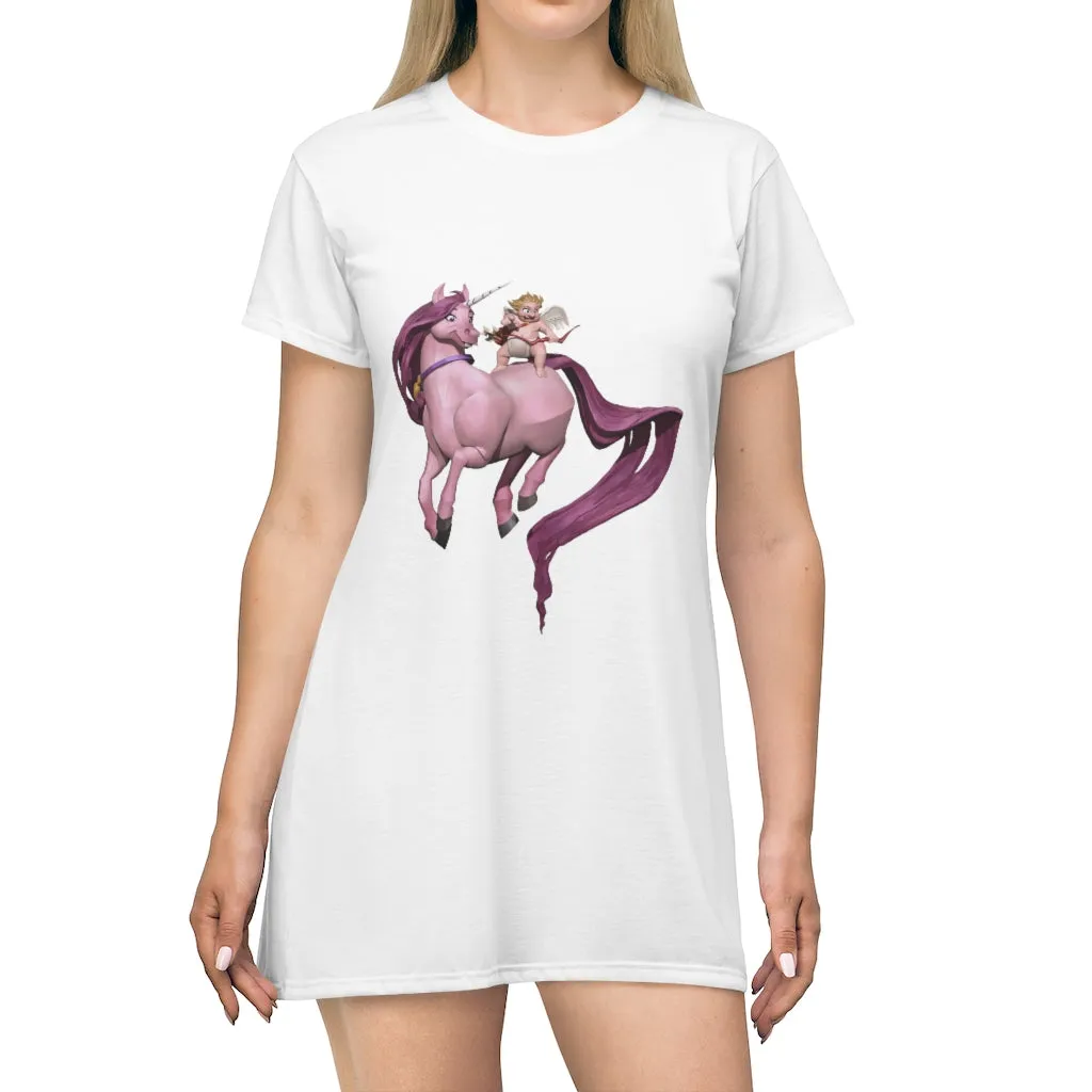 Cupid Baby and Horse All Over Print T-Shirt Dress