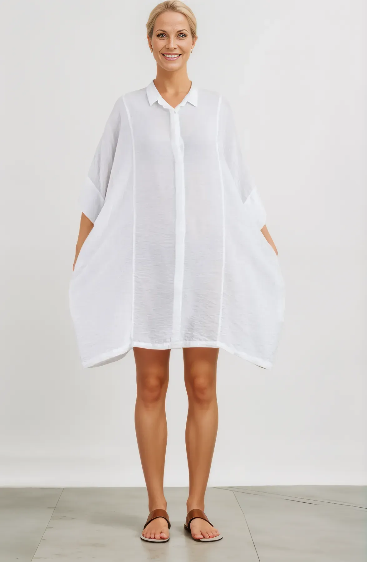 Cut Loose Rayon Parachute Kimono Shirt Dress