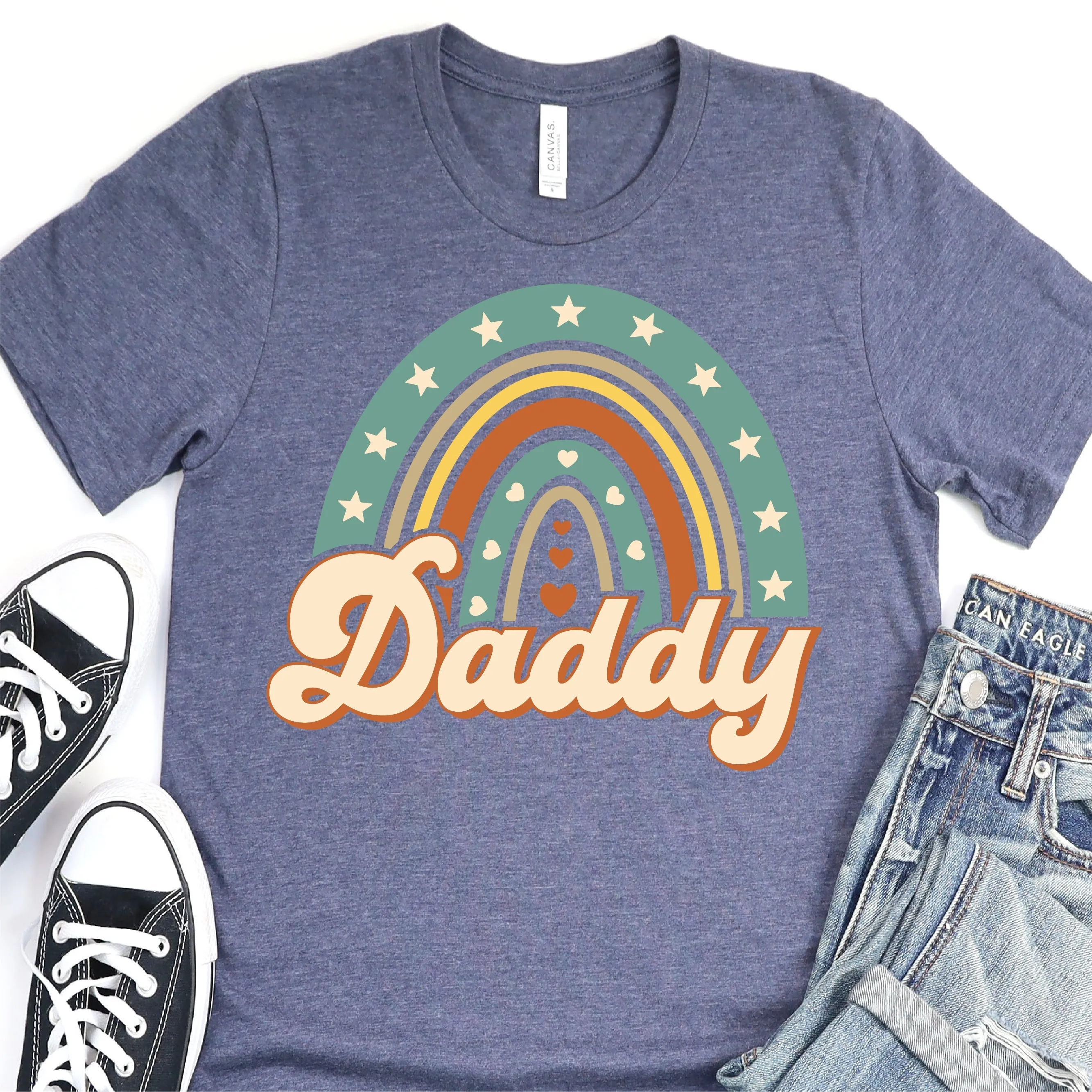 Daddy Rainbow  - Father's Day Graphic T-Shirt -  T-shirt T-Shirt For Dad