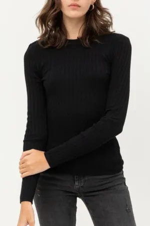 Esme Black Ribbed Top