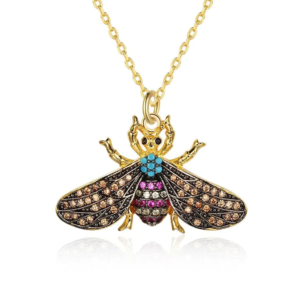 Fashion Honey Bee Insect Copper Pendant Necklace, Trendy Jewelry for Women