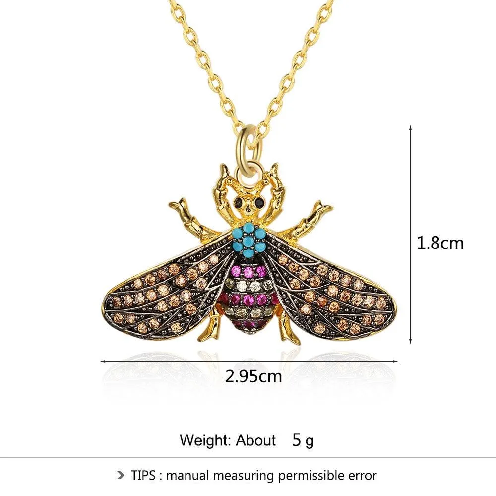 Fashion Honey Bee Insect Copper Pendant Necklace, Trendy Jewelry for Women