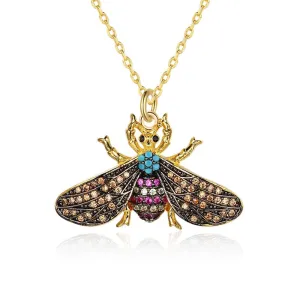 Fashion Honey Bee Insect Copper Pendant Necklace, Trendy Jewelry for Women