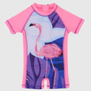 Flamingo Short-Sleeved Overall Swim Suit