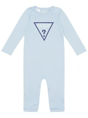 Frosted Blue Overall Logo Onesie (0-12m)