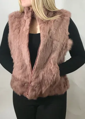 Fur Gilet in Pink by Feathers Of Italy