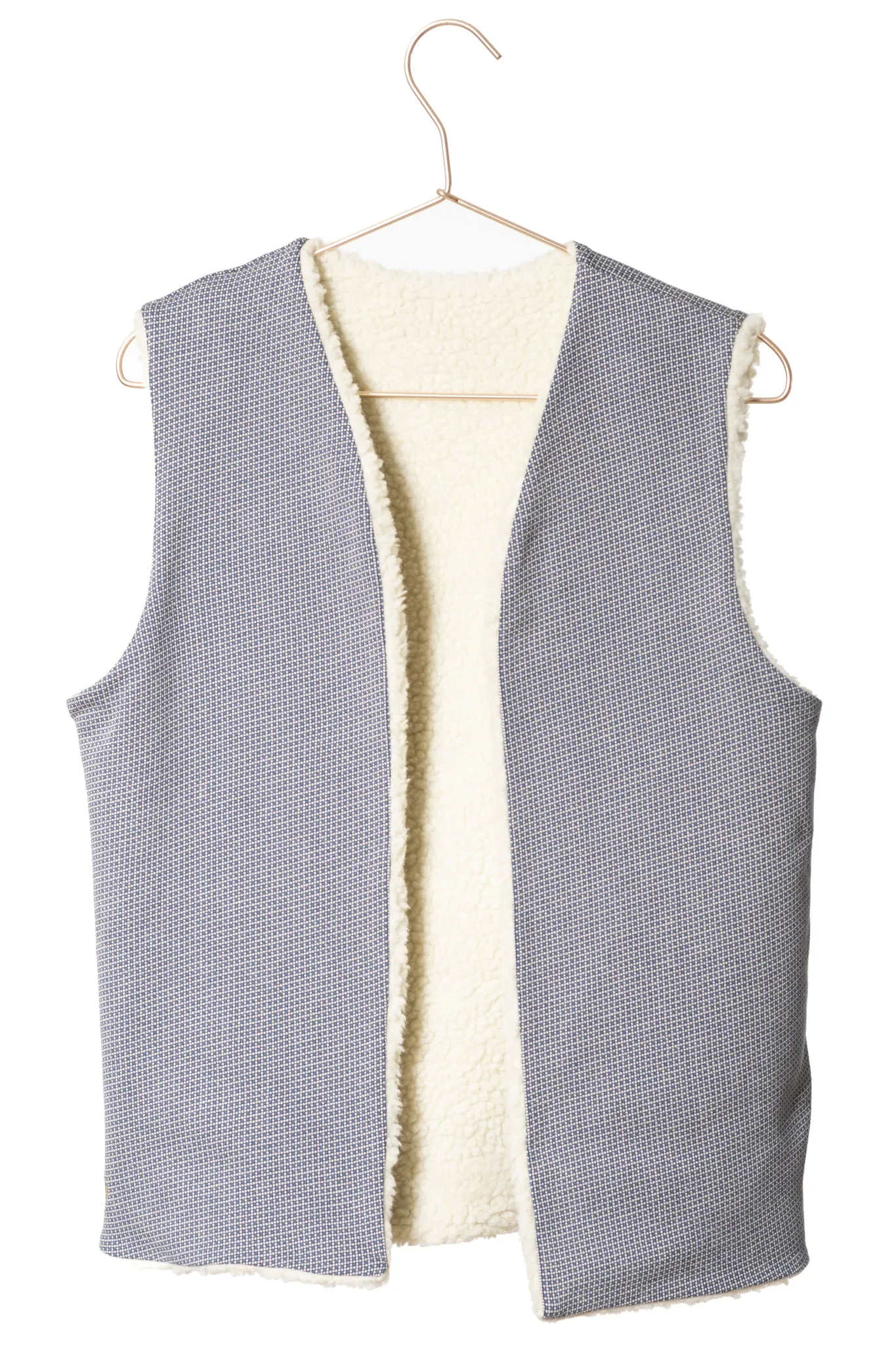 Gilet reversible en matières upcyclées DAKOTA jacquard bleu