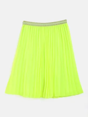 Girls Neon Green Pleated Skirt - Lyush Kids