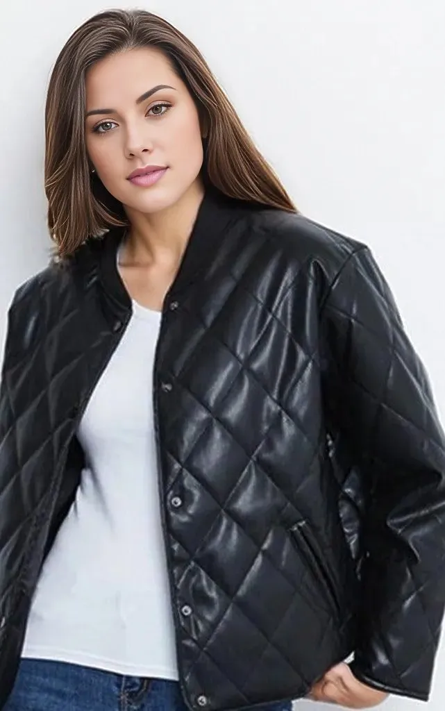 Giselle - Womens Sheep Leather Quilted Coat