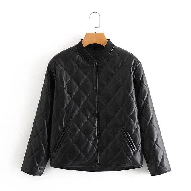 Giselle - Womens Sheep Leather Quilted Coat