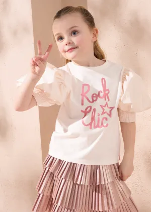 Heidi Pink Puff Sleeve Rock Tee