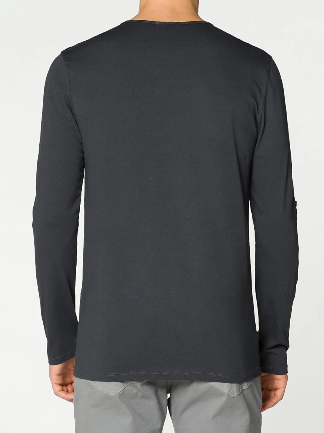 Henley Organic Cotton Long Sleeve T-shirt Asphalt Grey