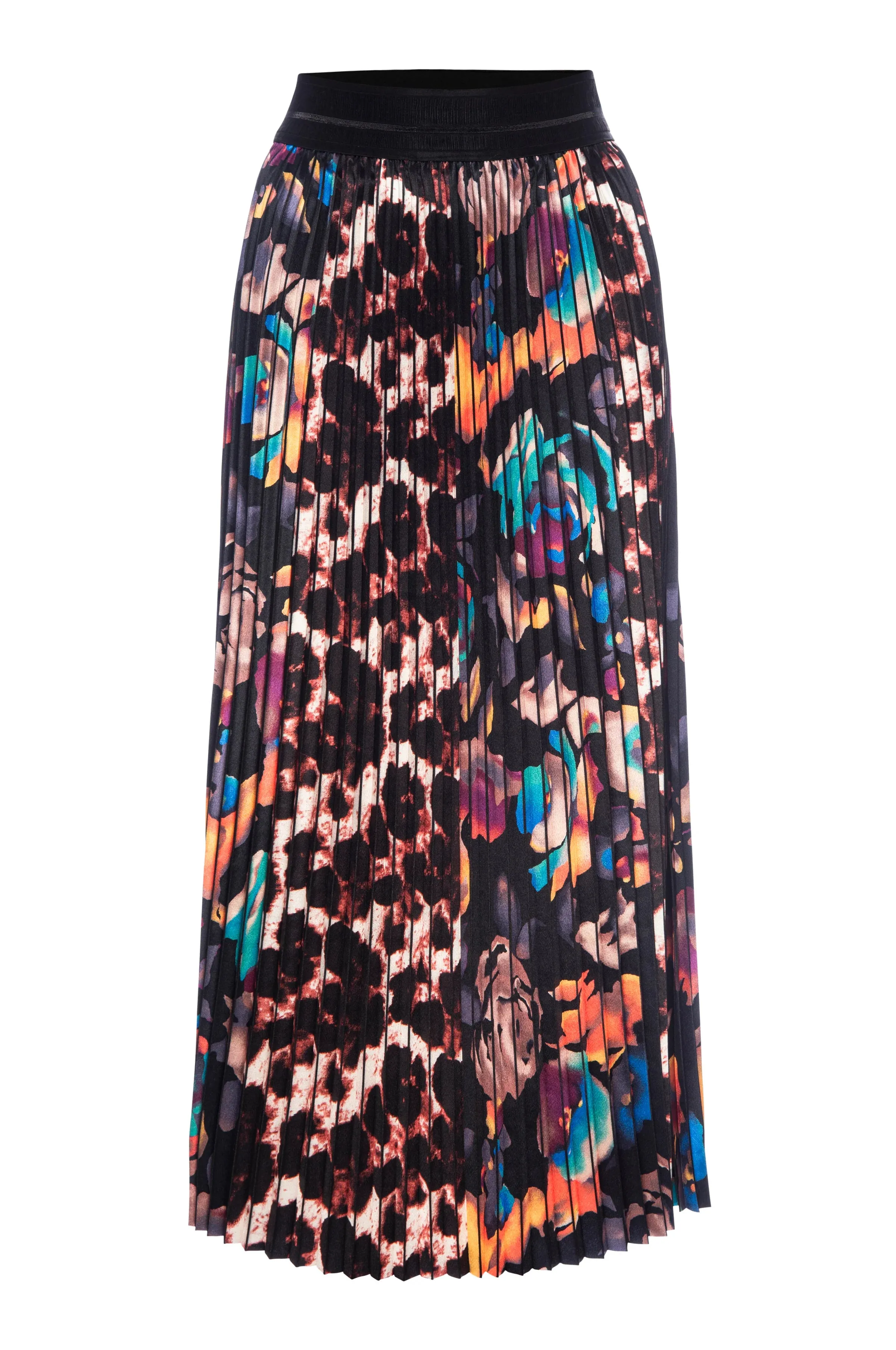 Le5522 Electric Garden Printed Midi Skirt