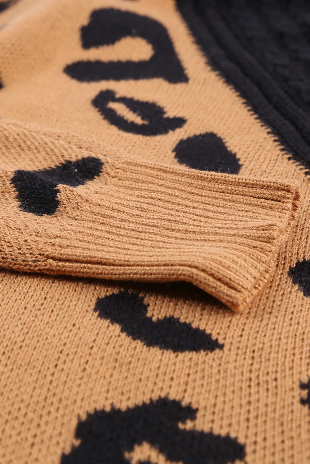 Leopard  Block Turtleneck Sweater