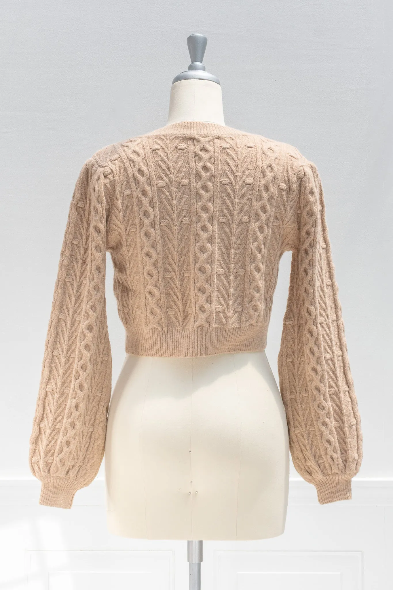 Lydia Cable Knit Cardigan - Light Brown