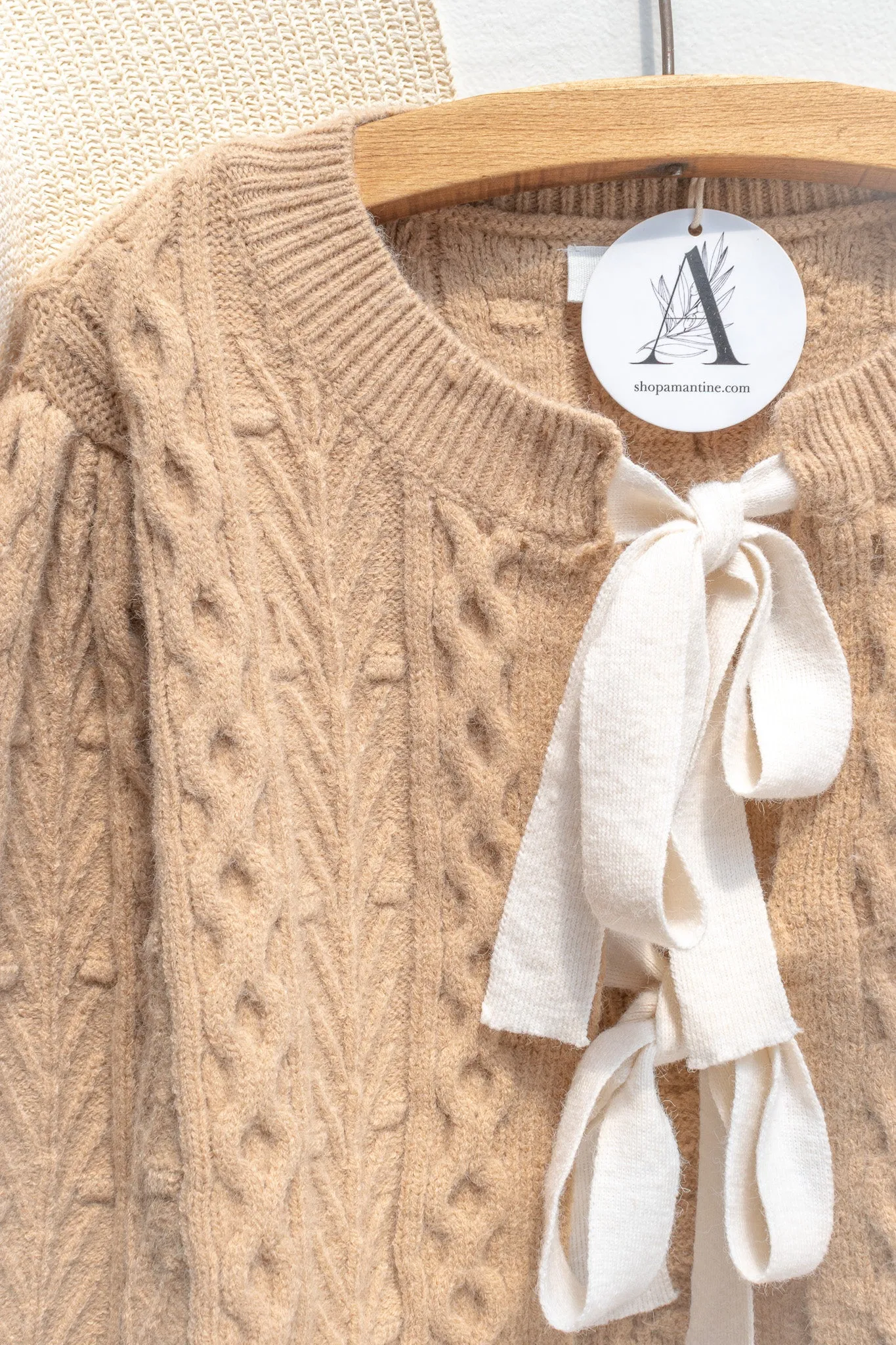 Lydia Cable Knit Cardigan - Light Brown