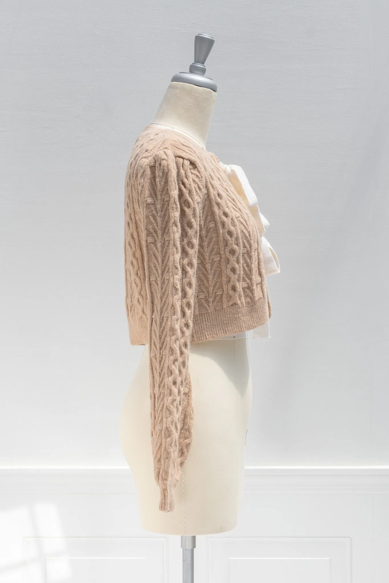 Lydia Cable Knit Cardigan - Light Brown