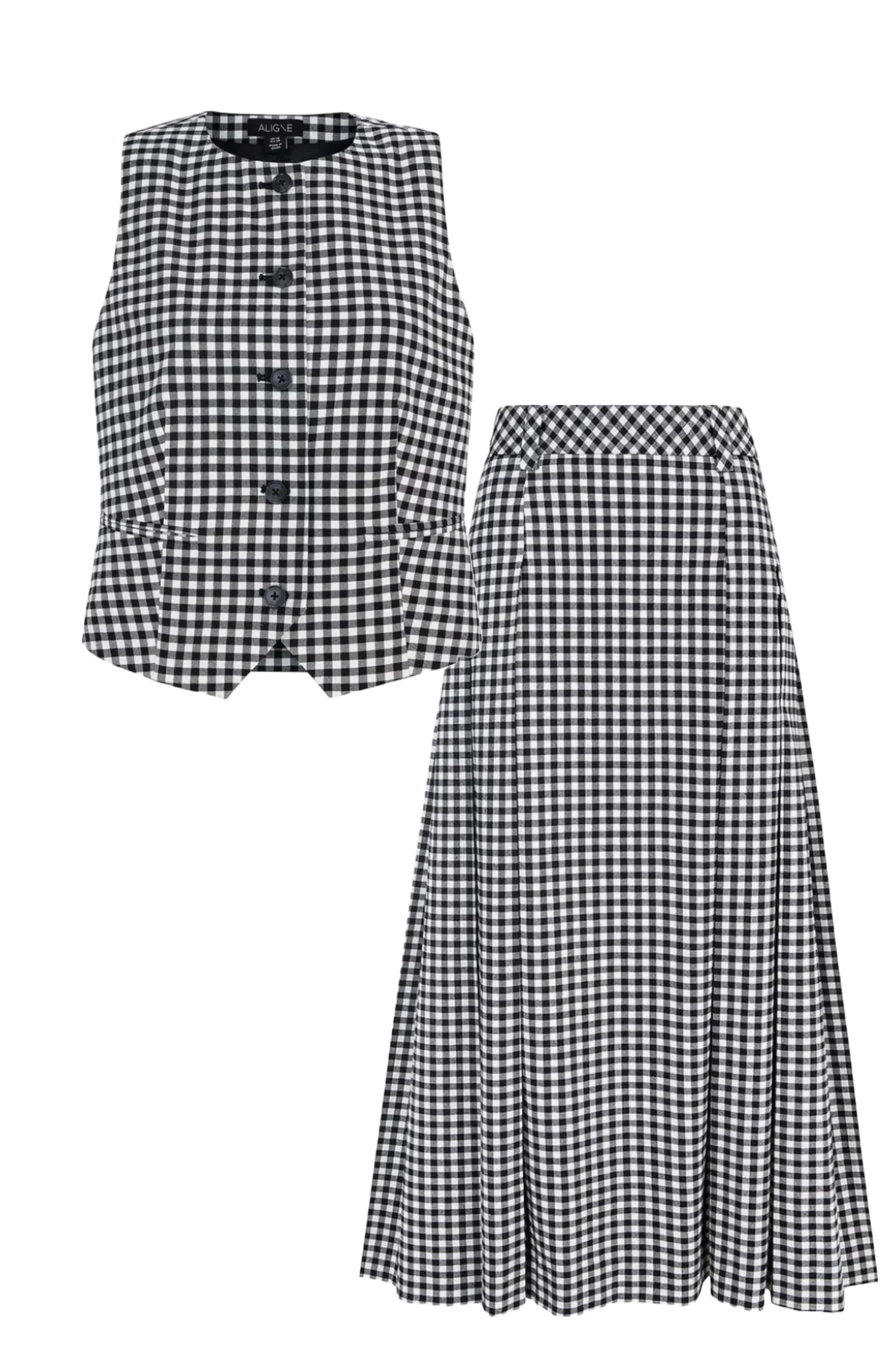 Martello Check Waistcoat And Kinga Long Pleated Skirt