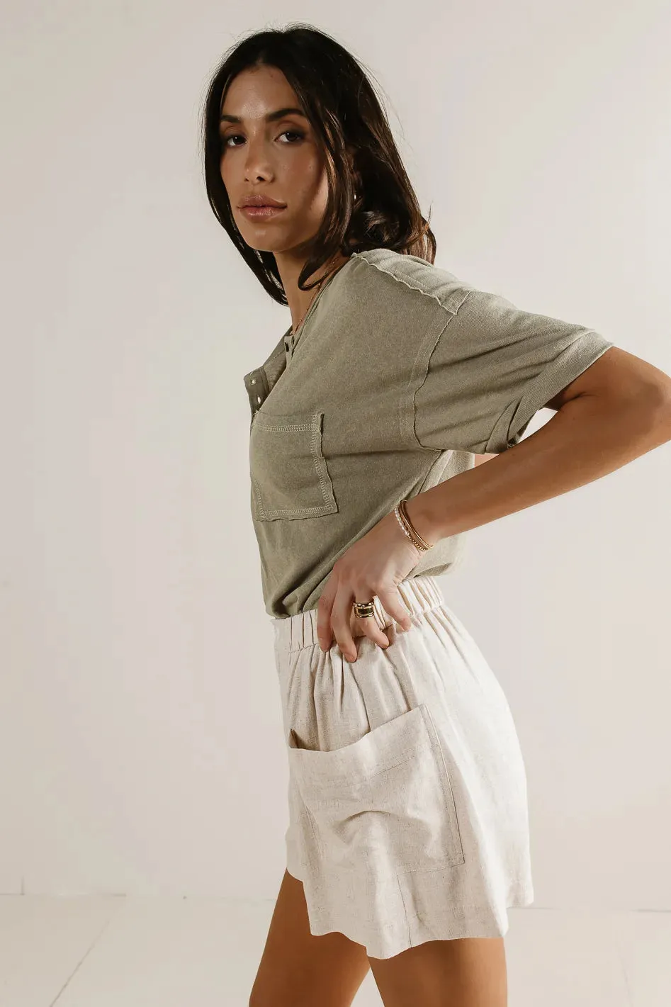 Mazzy Henley Knit Top in Sage - FINAL SALE